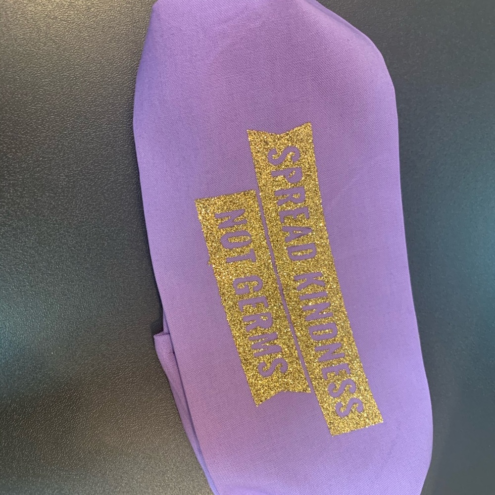 Purple cotton Mask says Spread Kindness Not Germs